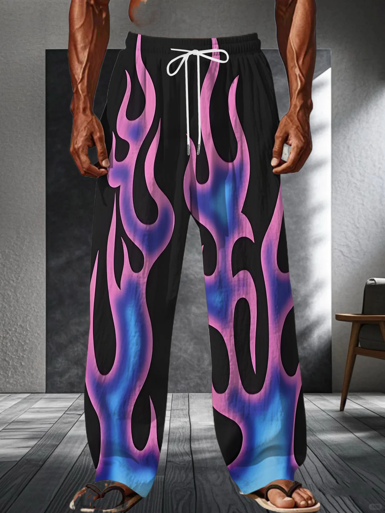 Latest Trendy Y2K Flame Element 3D Printed Casual Street Men's and Women's Straight Pants Long Pants Comfortable and Breathable