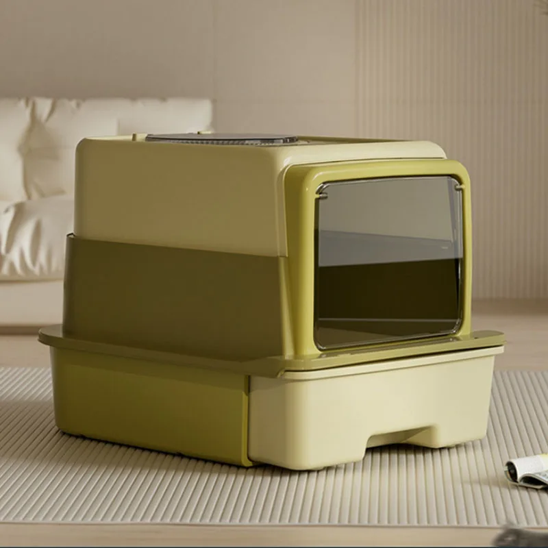 

Fully Enclosed Cat Litter Box Anti-Splashing Easy To Clean Kitty Litter Boxes With Scoop Household Top Entry Kitty Box For Cats
