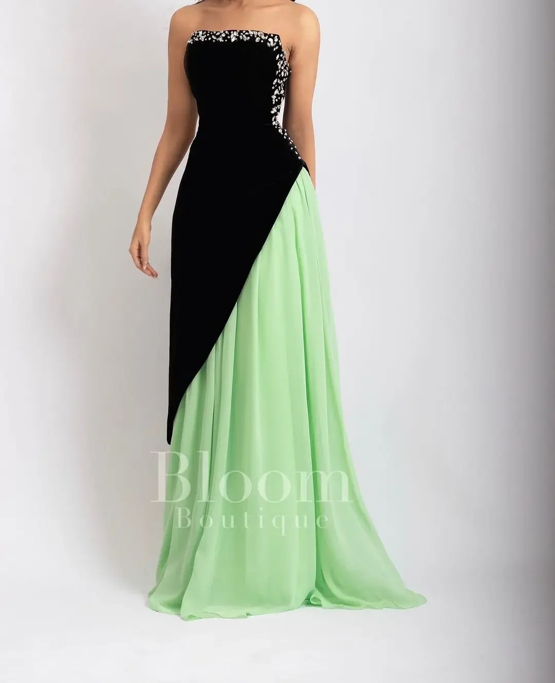 Saudi Arabia Prom Dresses Elegant Sleeveless Strapless Evening Dresses Floor Length Beadings Robes The Soirée Party Dresses