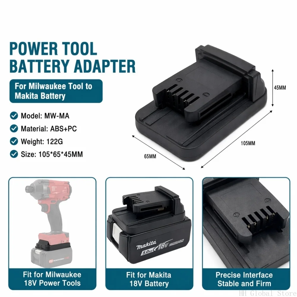 Electric Tool Converter for Milwaukee Tool To Makita Battery Interface Converter Fast Charging 18V Lithium Battery Power Tool