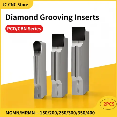 PCD/CBN Diamond Grooving Inserts, MGMN/MRMN150-400 Series, Tungsten Carbide Indexable CNC Turning Blades, 2PCS