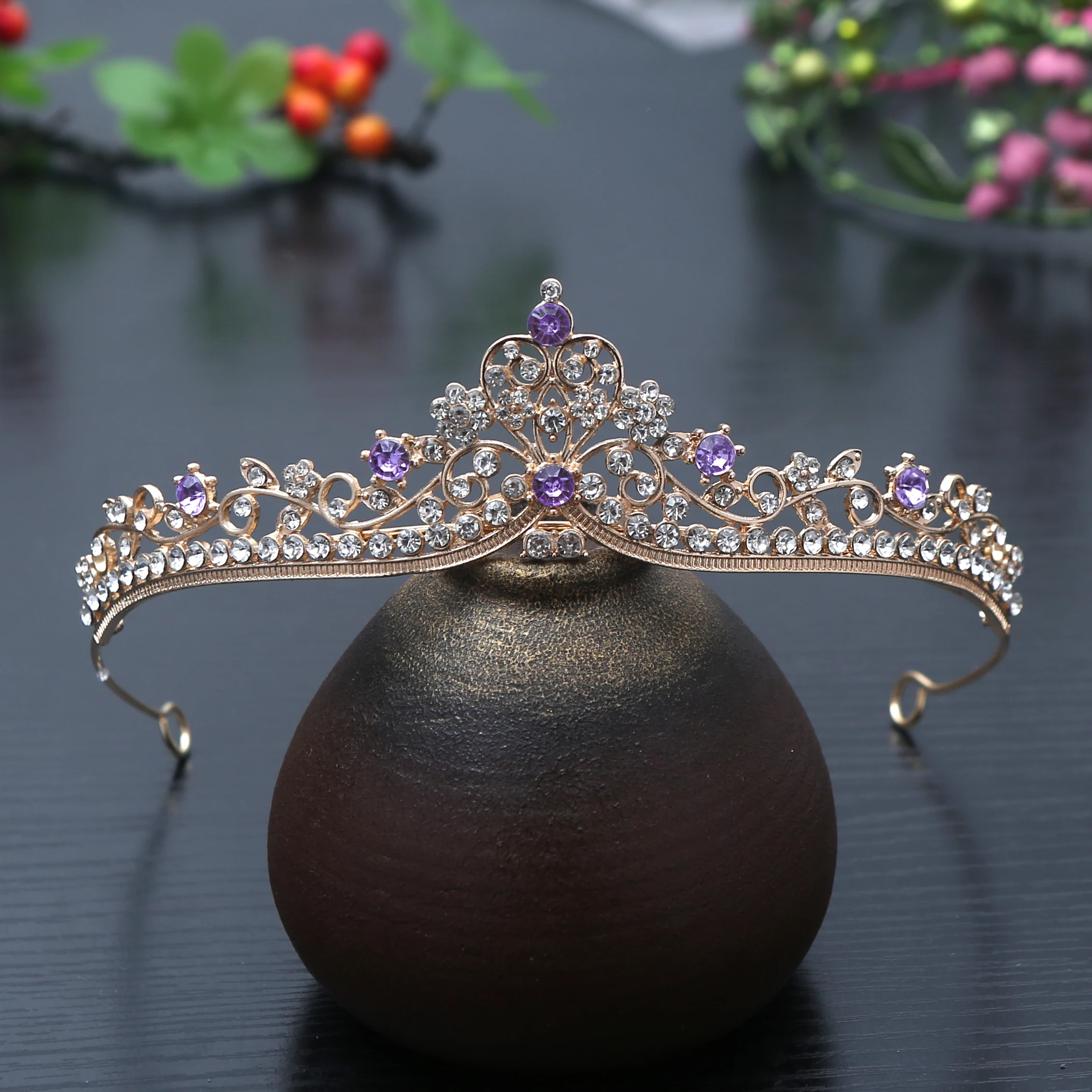 Tiara con strass placcati in argento da 1 pezzo, design delicato in filigrana, decorazioni in cristallo scintillante, perfette per matrimoni, balli di fine anno
