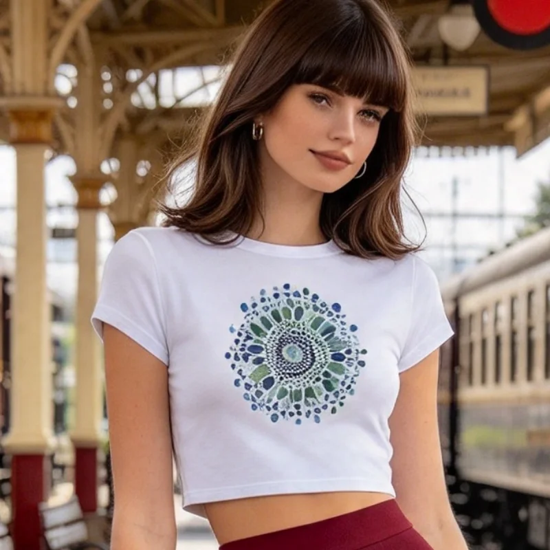 Y2k Girls New Fashion Graphics Print Crop Tops Summer 2026 Punk New Cute White Vintage T-shirts Aesthetic Harajuku Street Tees