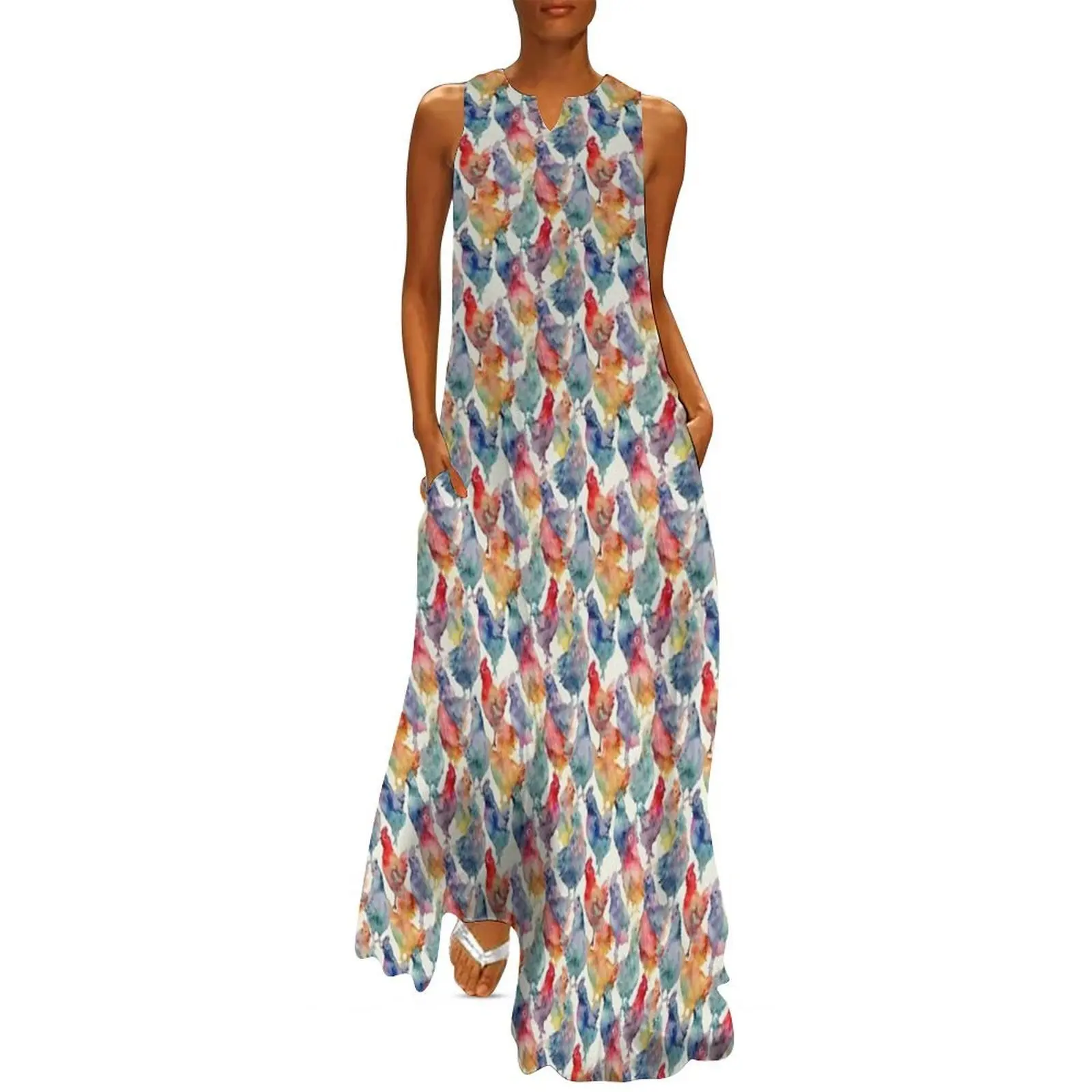 

bright chickens Long Dress Dress for girls evening dresses ladies Woman clothing women formal occasion dresses