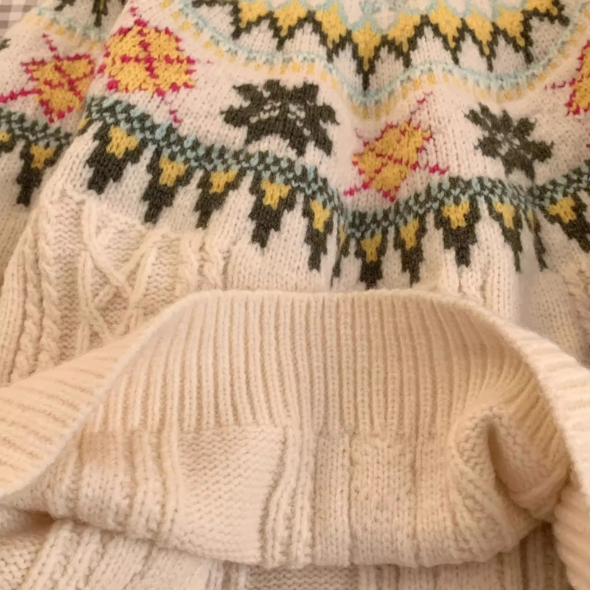 Suéter de Punto Estilo Coreano Informal con Diseño Fair Isle para Mujer, Otoño Invierno, Suave y elpado, Cuello Redondo Vin...