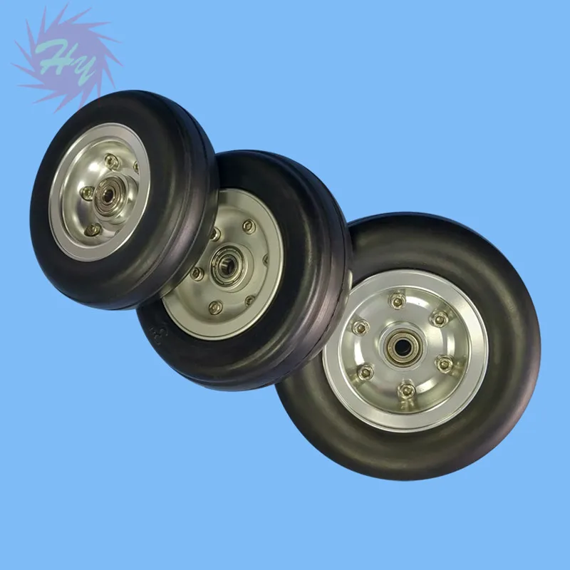 1Pc Aluminum Hub Rubber Wheel With Bearing DIY Robot Tires 2.75\