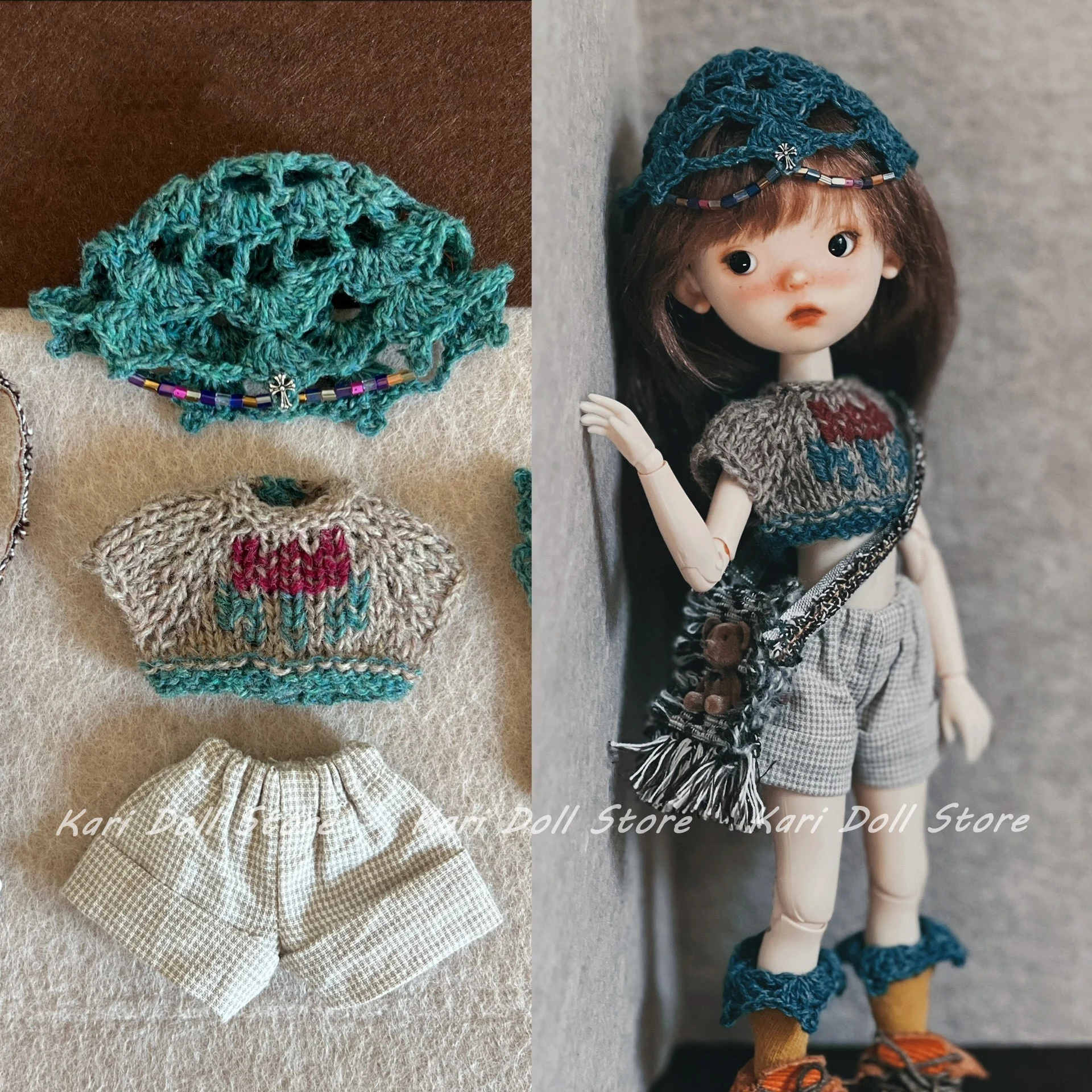 

Одежда и юбки Kari Doll, винтажный короткий свитер из чистой шерсти, комплект брюк с ручной вышивкой для куклы Landazz Landoudou