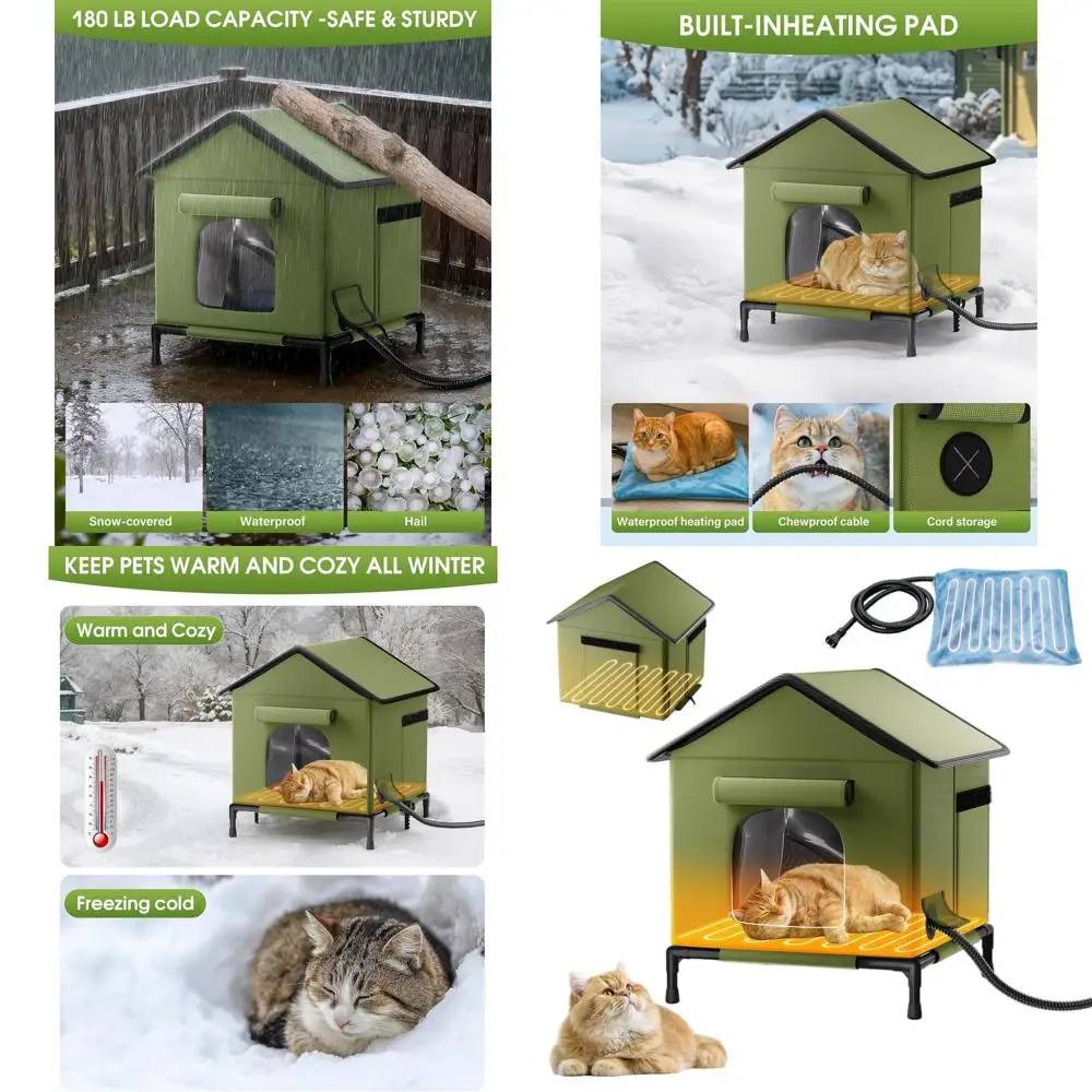 

Изолированное укрытие для кошек на открытом воздухе с подогревом для ферльных кошек — устойчивое к атмосферным воздействиям и долговечное, 22,5x17x17