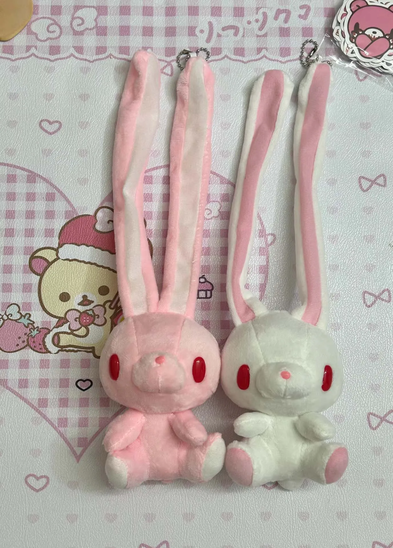 Lindo conejito multiusos Hanyo Usagi conejo blanco rosa llavero de felpa llavero bolso de mujer llavero colgante juguete muñeca regalos