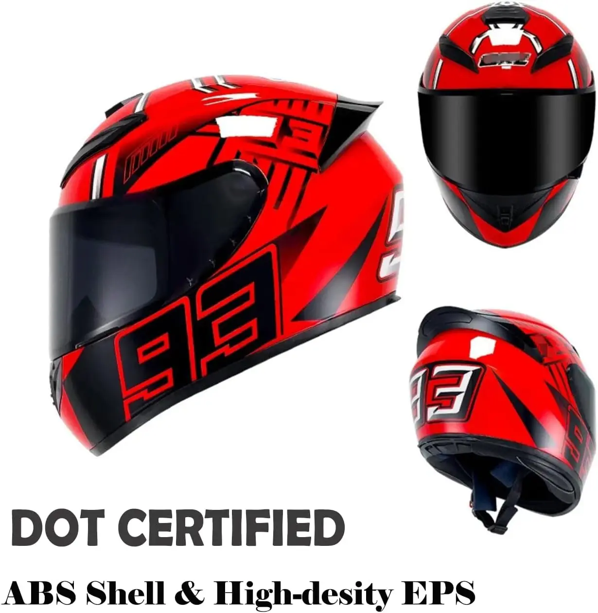 Full Face Motorcycle Helmet Racing Motocross Helmets with Pinlock Compatible Clear&Tinted Visors DOT Model Approved Street Bike