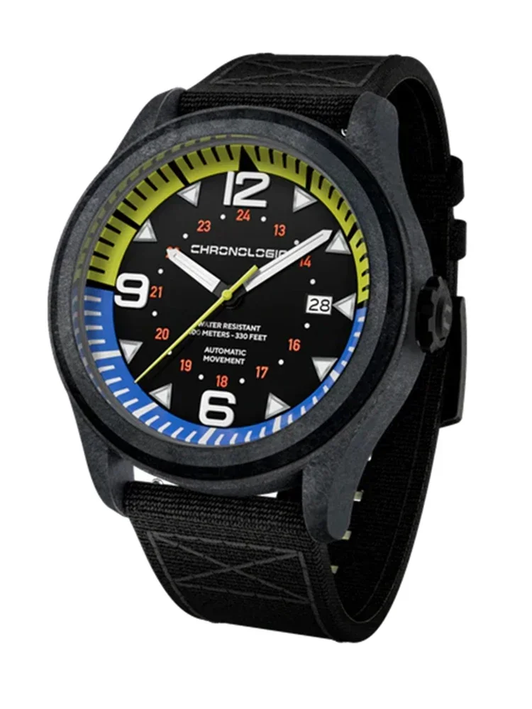 Carbon Fiber Pilot Watch Automatic 45mm Military Watches Men Sports 100m Waterproof Luminous Mechanical Wristwatches Chronologia