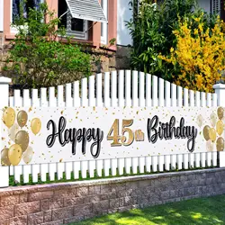 Happy 45th Birthday Banners Cheers To 45 Years Old Birthday Home Outdoor Yard Lawn Sign Backdrop 45th Birthday Party Decorations