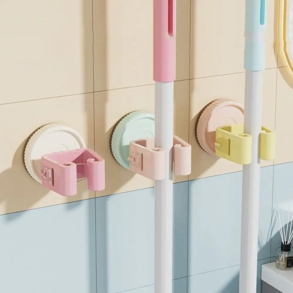 

3PCS Plastic Suction Cup Mop Holder Wall Mounted Waterproof Mop Storage Rack Space Saving Broom Storage Brackets Living Room
