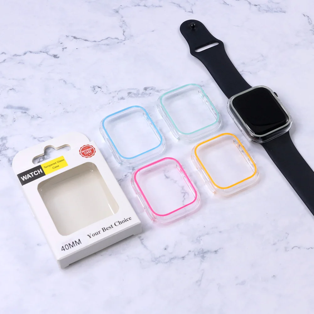 Fluorescent Cover for Apple Watch Case 49mm 44mm 40mm 45mm 41mm 38mm 42mm Hard PC Protective Frame iWatch serie 9 8 7 6 5 4 3 SE