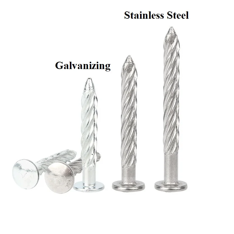 201 304 Stainless Steel Ceiling Grid Twist Thread Floor Flat Brad Nail Carbon Steel