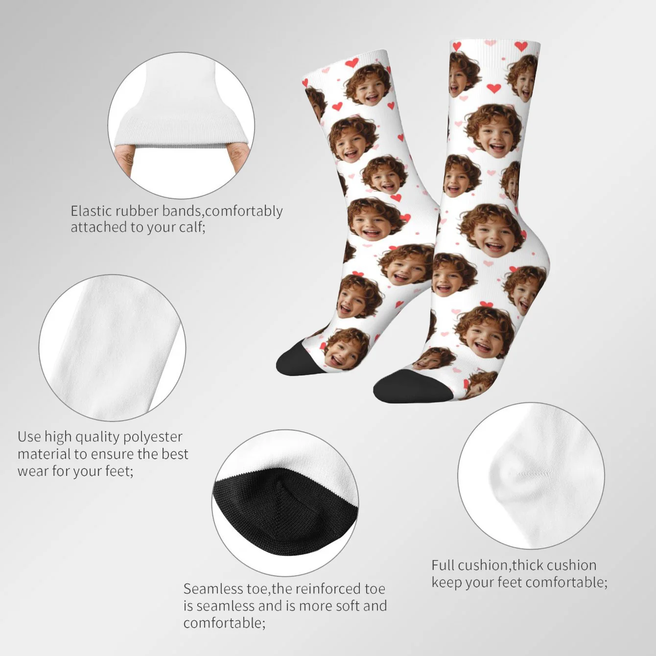 Kaus kaki berbentuk wajah yang dapat disesuaikan Kaus kaki unisex yang dapat disesuaikan Kaus kaki bergambar yang dipersonalisasi Kaus kaki foto Kaus kaki yang dapat disesuaikan sebagai hadiah