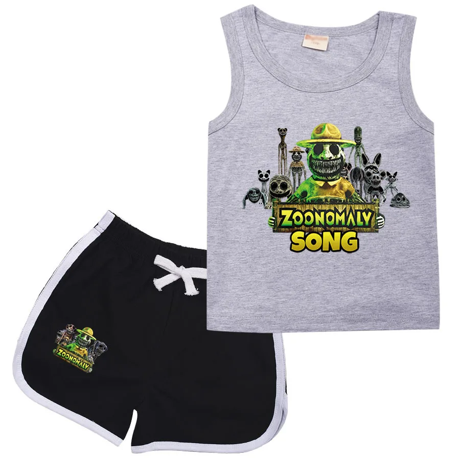 

Hot Game Zoonomaly T SHIRT Kids Summer Clothing Set Teenager Boys Sleeveless Tops Shorts 2pcs Sets Toddler Girls Cartoon Outfits