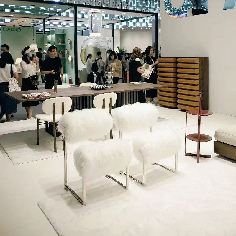 

Minimalist Sofa Chair, Medieval Style Annoying Backrest Chair，Creative Stainless Steel Imitation Wool Leisure Chair