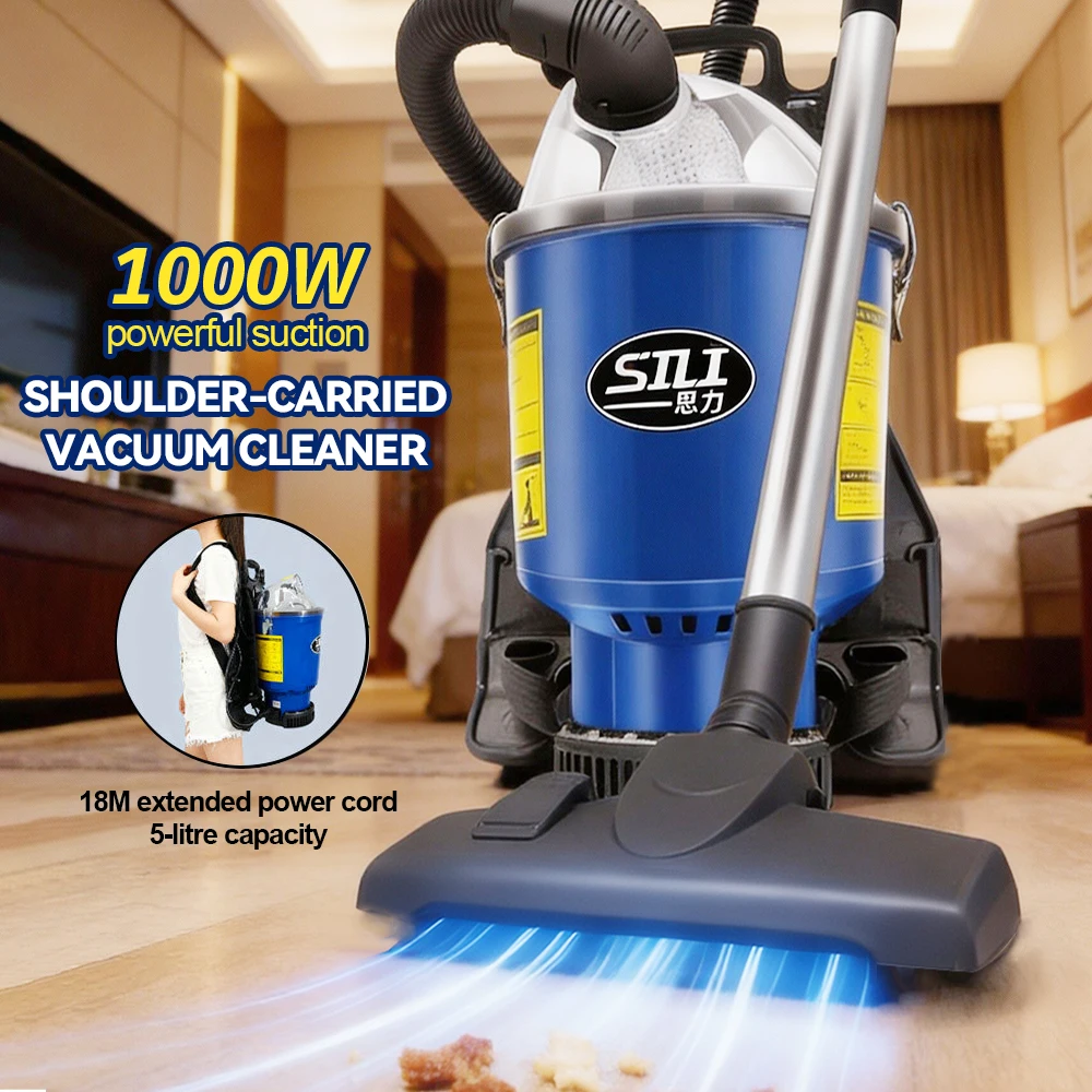 Tungfull 1000W Portable Backpack Vacuum Cleaner 220V Shoulder-Mounted for Home Hotel Commercial & Industrial Cleaning