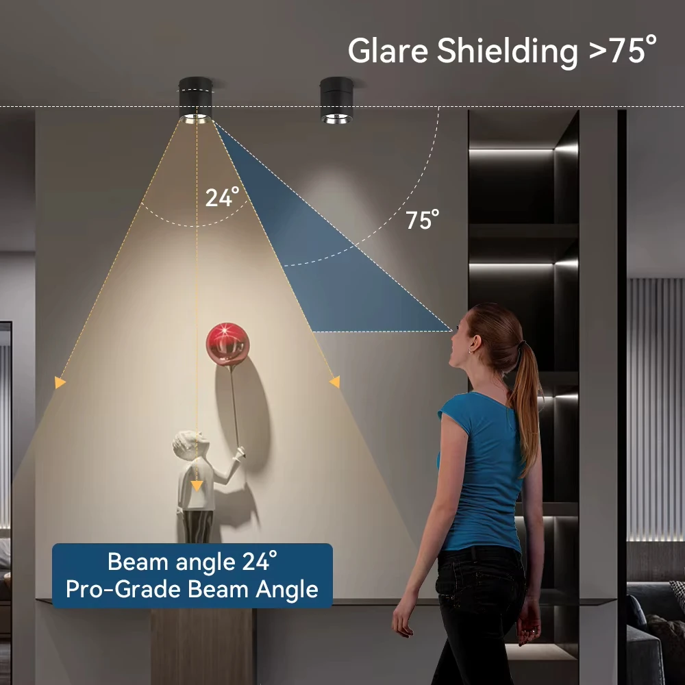 Foldable LED Downlight Surface Mounted Spotlight Adjustable Ceiling Pin Light for Bedroom Living Room Kitchen Home Store Decor