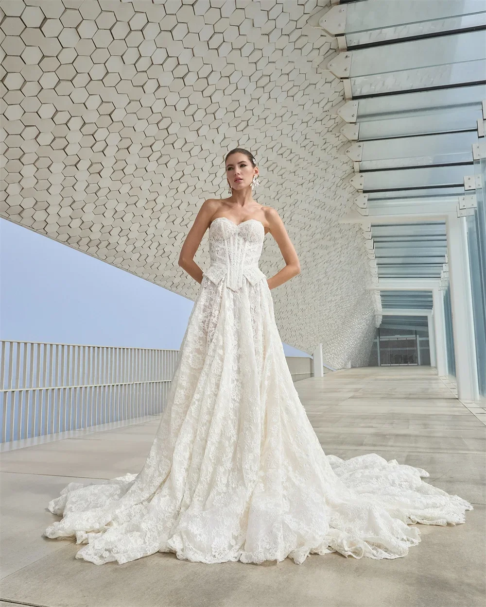 Customized Luxurious Formal Lace Embroidery Two-piece A-line Wedding Dress Detachable Long Sleeves vestidos de novia