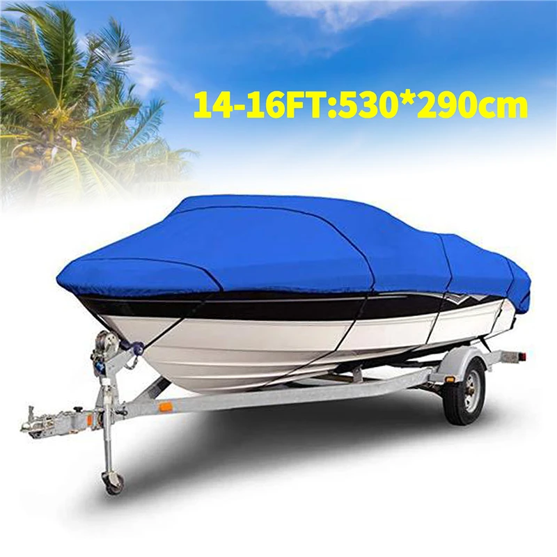 1Pc Blue Universal Heavy Duty Fishing Ski Boat Cover for 11-22\' V-Hull Waterproof Sun Protection UV Protection Boat Cover