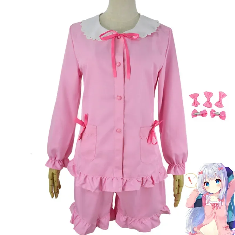 Anime Eromanga Sensei Cosplay Costume Izumi Sagiri Kawaii Girls Lolita Pink Pajamas Blue Jacket