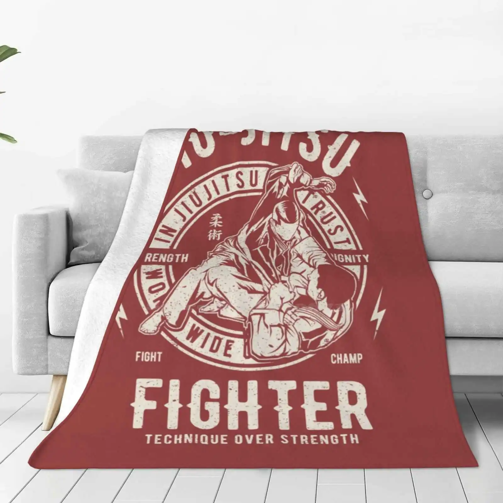 Bjj-Jiujitsu Fighter New Selling Custom Print Flannel Soft Blanket Bjj Fighter Gi Ground Fighting Brazilian Jiujitsu Gracie