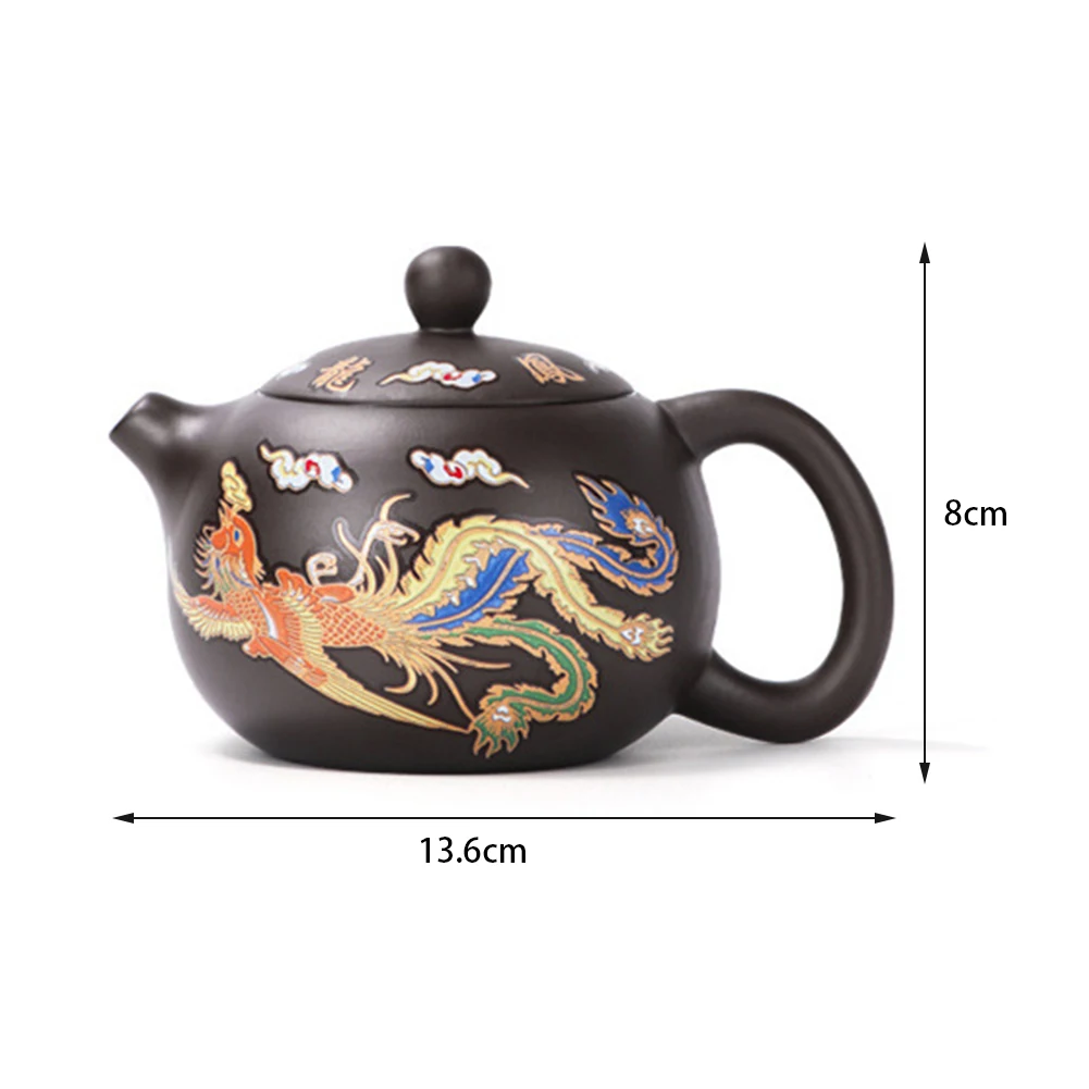 Hand-made Dragons Phoenixs Color-changing Purple Clay Teapot Easy Cleaning Gongfu Teapot Gift for Tea Lover