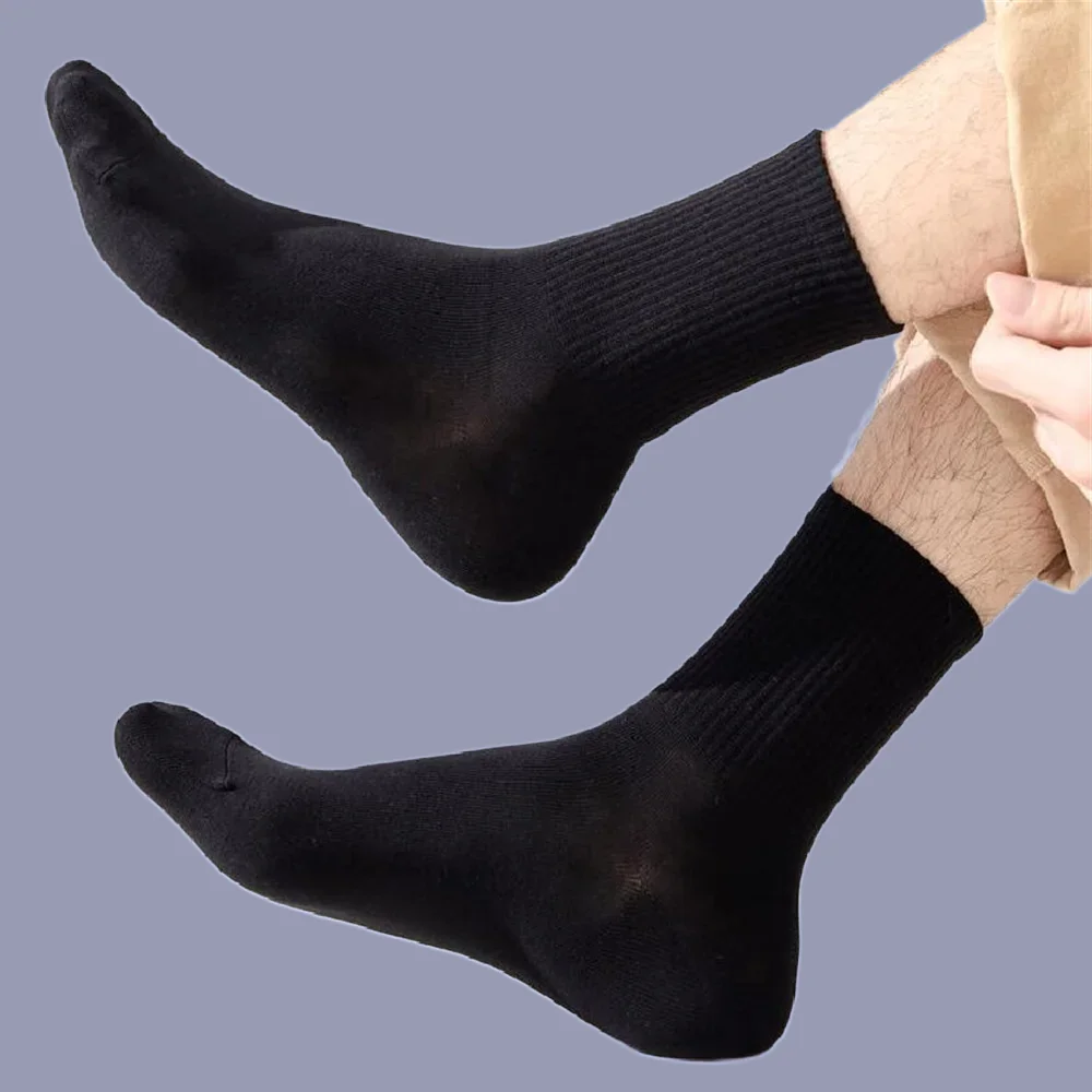 10/20 Pairs New Top Quality Black White Cotton Socks Sweat-absorbing Mid Tube Sports Socks Breathable Women Male Middle Socks