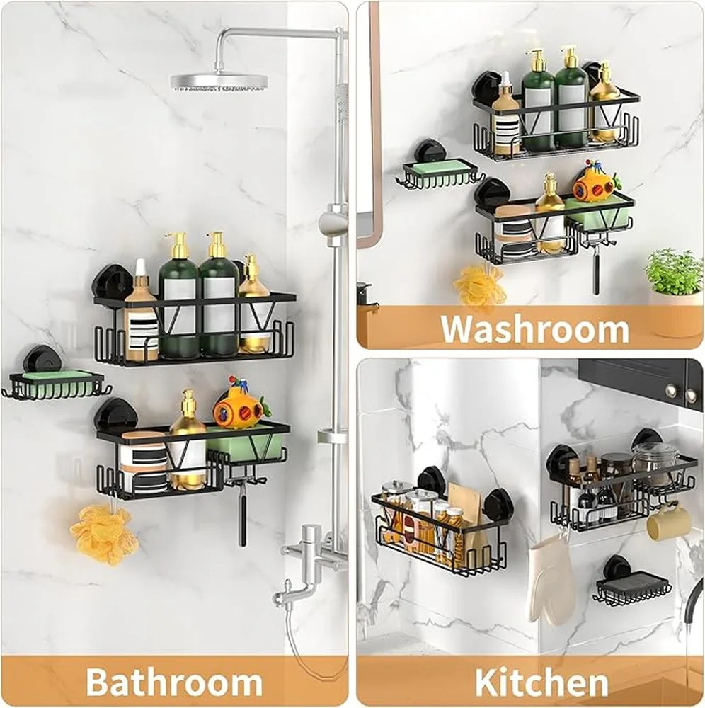 Efficient Shower Organizer Suction Cup With Quick-drying And Sturdy Features For Bathroom Essentials