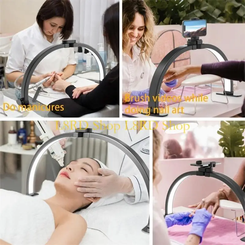 L8RD Foldable Half Moon Light for Nail Desk,Half Moon Table Lamp Desk Lamp Lashes Light Lamp for Eyelashes Extension