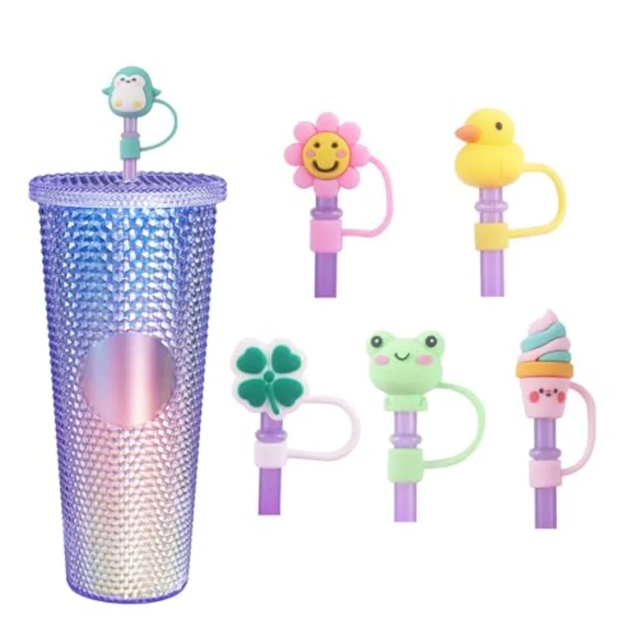 أغطية وأطراف من القش لأكواب ستاربكس، واقيات شفاطات للشرب قابلة لإعادة الاستخدام، أغطية مقاومة للرذاذ 78 مم، 6 قطع