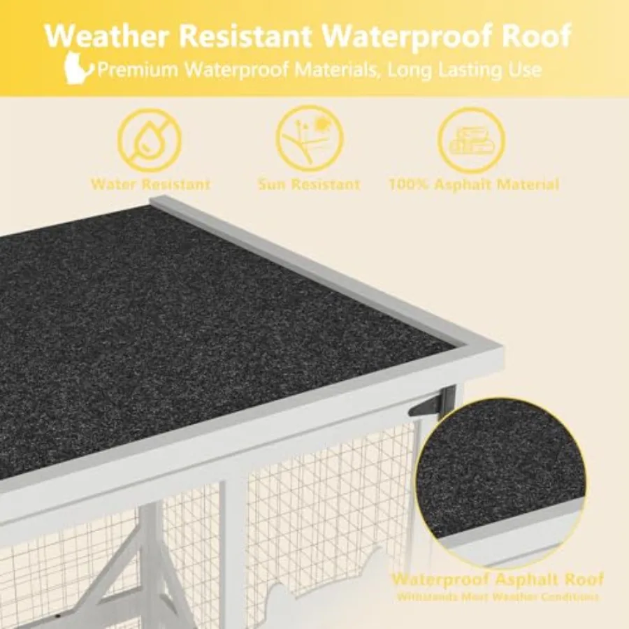 حاوية Catio للقطط الخارجية مع سقف 71 ارتفاع قفص خشبي كبير للقطط مع 3 منصات للقفز ومنزل قيلولة واحد لتعزيز #4