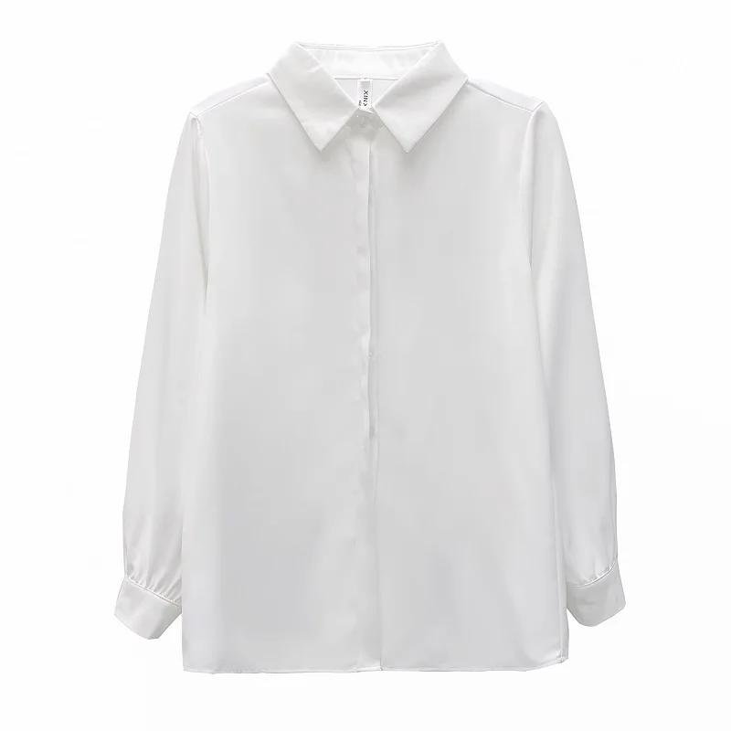 

Youth Fashion New White Shirt Comfortable Drape Wrinkle Resistant Light Luxury Texture Long Sleeved Inner and Outer Top