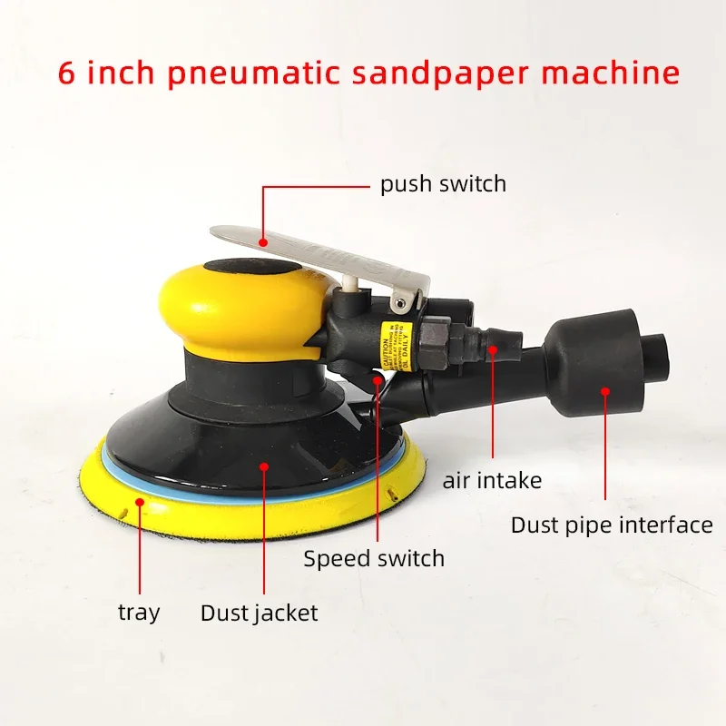 6 Inch Pneumatic Grinder 150mm Small Hand-held Sandpaper Dry Grinder Industrial Grade Car Waxing Polishing Vacuuming Grinder