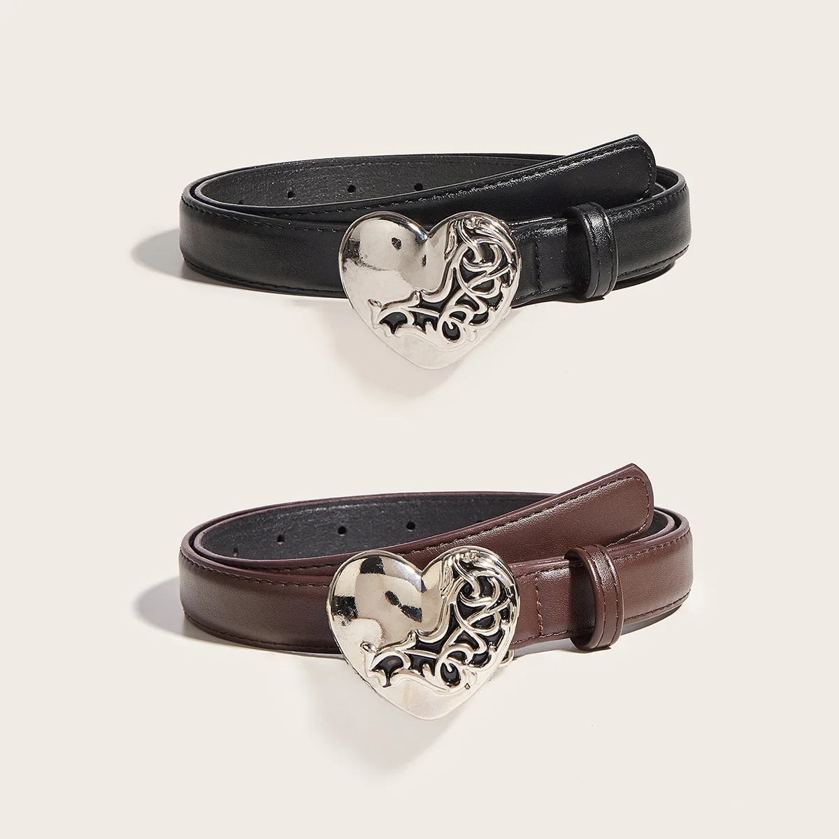 حار بيع جديد معدن القلب مشبك حزام تنوعا بسيطة وغير رسمية الرجعية حزام المرأة الديكور حزام الجينز الاتجاه #1