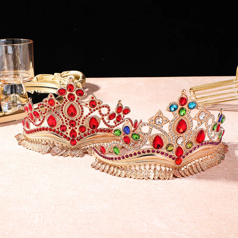 Rhinestone Tassel Crown Hair Accessory Exotic Ethnic Bridal Headpiece for Photo Shoot Dance Performance Light Luxury view 4
