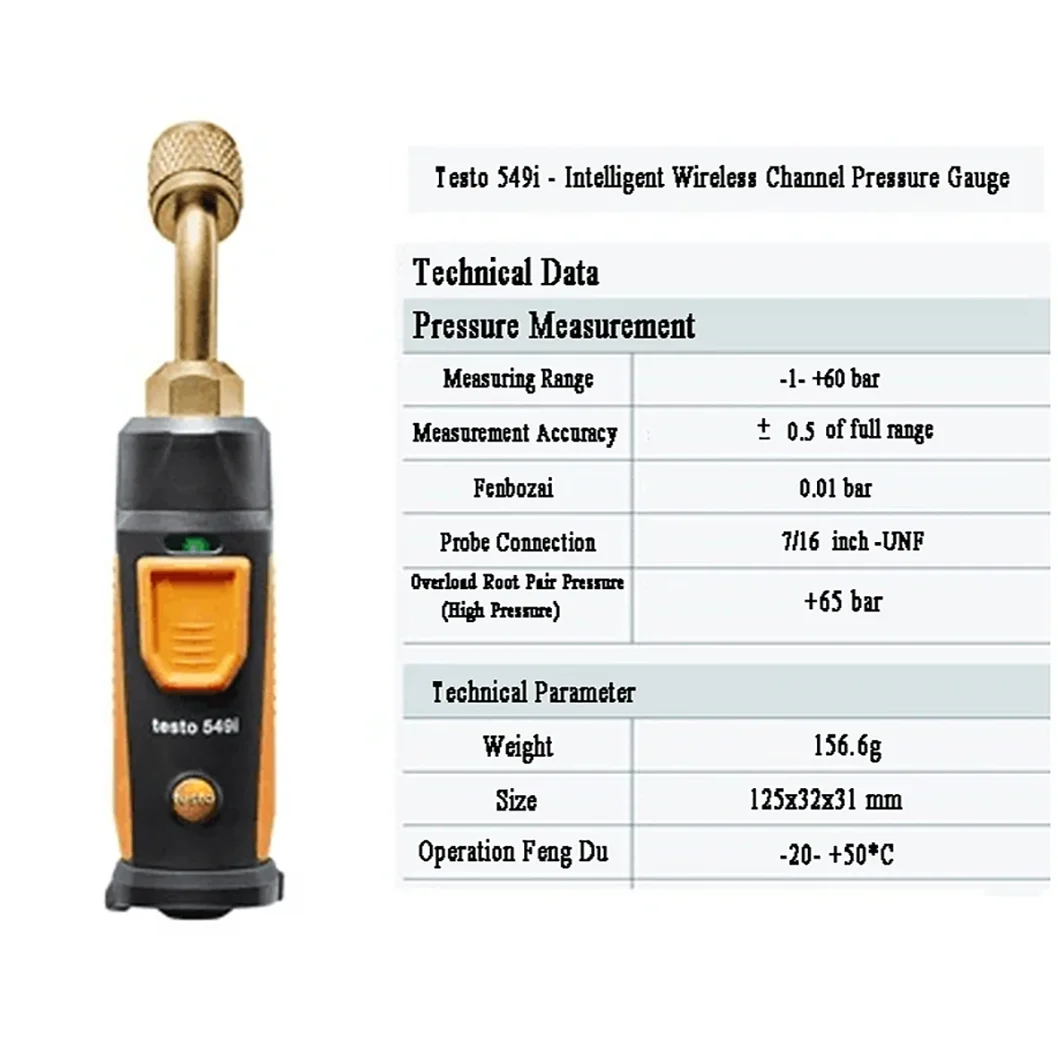 Testo549i Intelligent Pressure Gauge Digital Manifold Gauge Air Conditioning Refrigeration System Tester Wireless APP Control