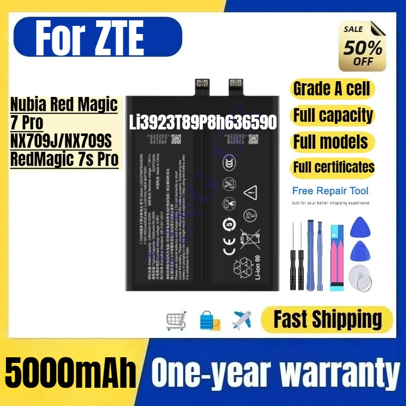 Li3923T89P8h636590 for ZTE Nubia Red Magic 7 Pro/NX709J/NX709S/RedMagic 7s Pro  Phone Battery High Quality Replacement Bateria