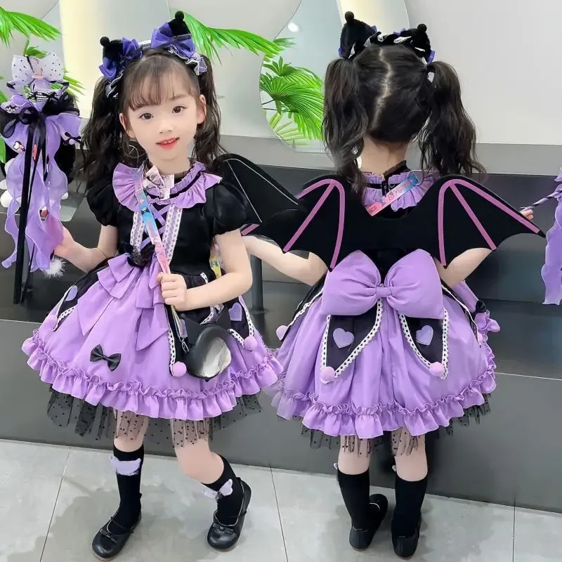 

Anime Kawaii Kuromi Lolita Princess Dress Kids High-Quality Cartoon Dresses Puffy Skirt Cute Girls Party Dress Summer Tutu Skirt