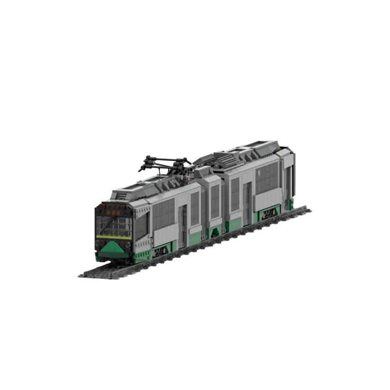 รถไฟความเร็วสูงในเมือง Moc MBTA รถรางสายสีเขียวตัวต่อจัดแสดงแบบอิฐของเล่นสำหรับเด็กสุดสร้างสรรค์ของขวัญ