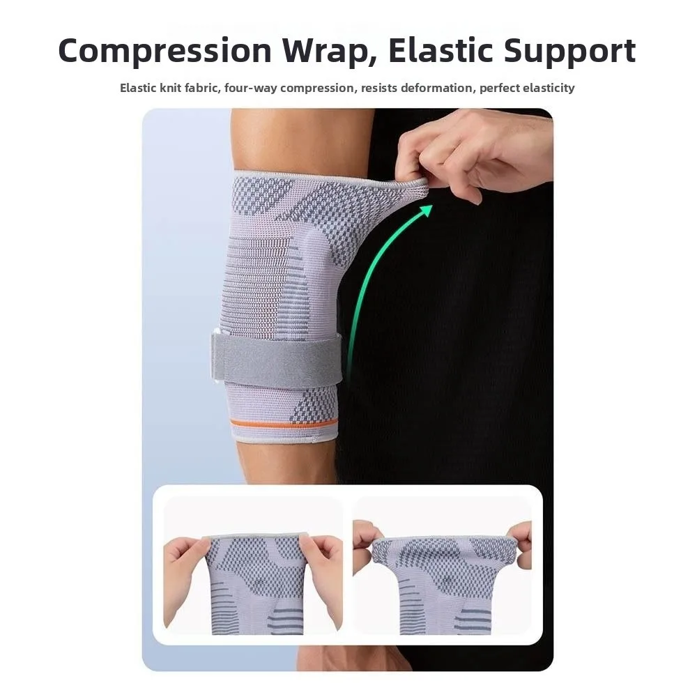 

С ремешком, поддержка локтя, эластичная, впитывающая пот, компрессионная, спортивная защитная накладка на локоть, противоскользящая регулируемая налокотная скоба