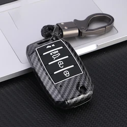New Carbon ABS Car Flip Key Case Cover for KIA Rio 3 K2 Ceed Cerato K3 K5 Sorento Sportage Soul K4 Picanto Optima Forte Stinger