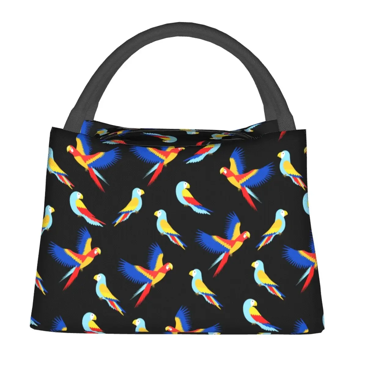 

Colorful Parrots Lunch Bag Funny Animals Portable Insulated Lunch Box Travel Cooler Bag Casual Oxford Thermal Tote Handbags