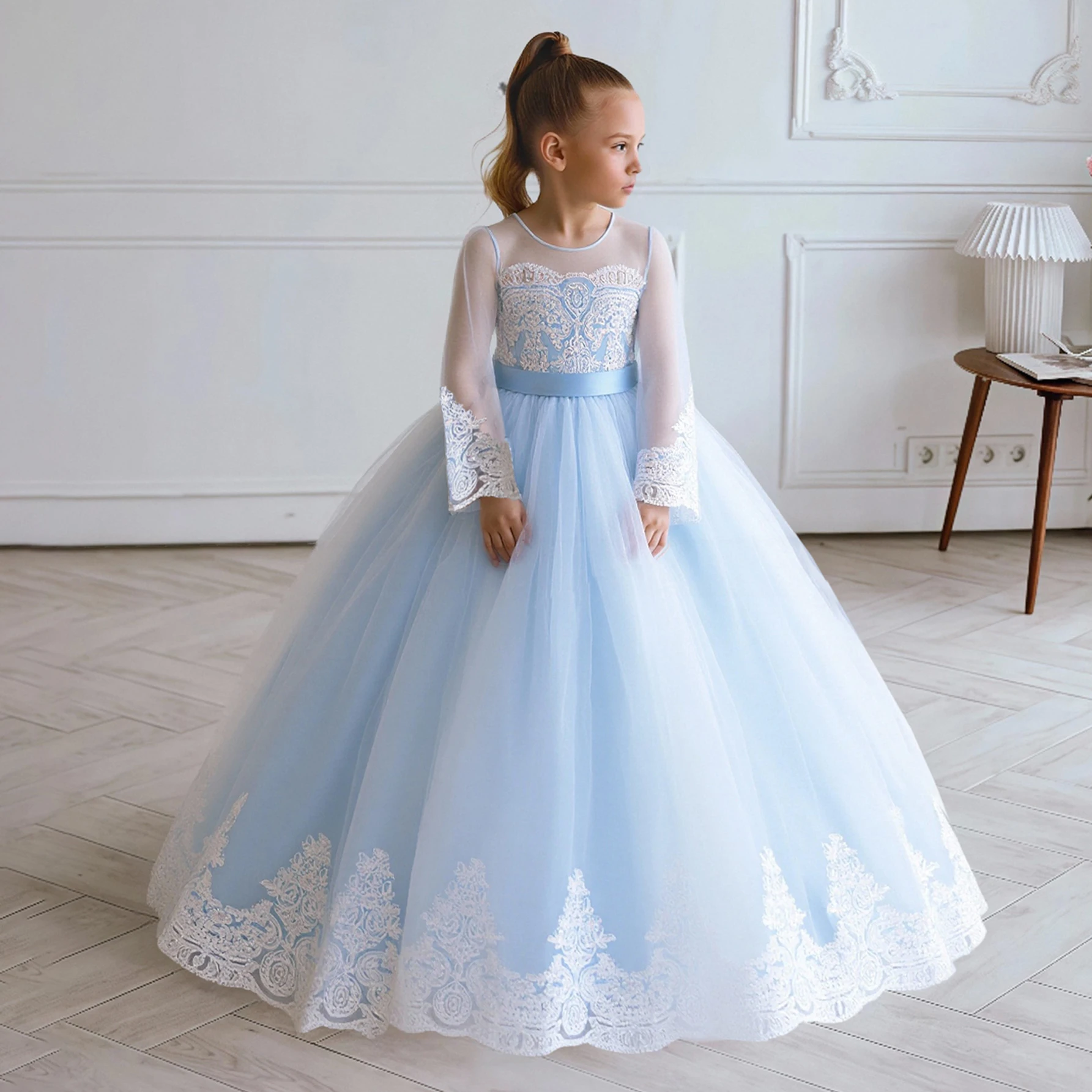 

Элегантное кружевное платье подружки невесты с цветочным узором для девочек, винтажное платье принцессы для крещения, свадьбы, праздничное платье с бантом для девочек, вечернее платье для выпускного вечера на день рождения