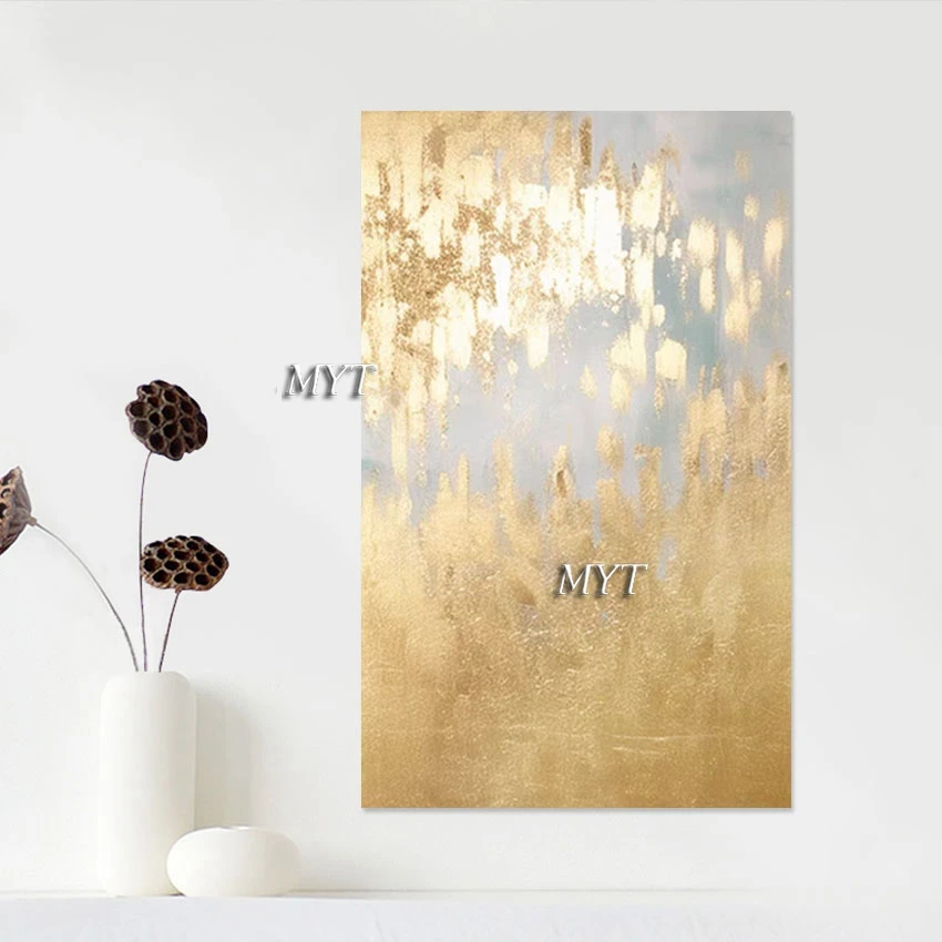 Gold Foil Paintings Frameless Abstract Luxury Living Room Decoration Art Picture Canvas Roll Large Size Wall Hangings Artwork