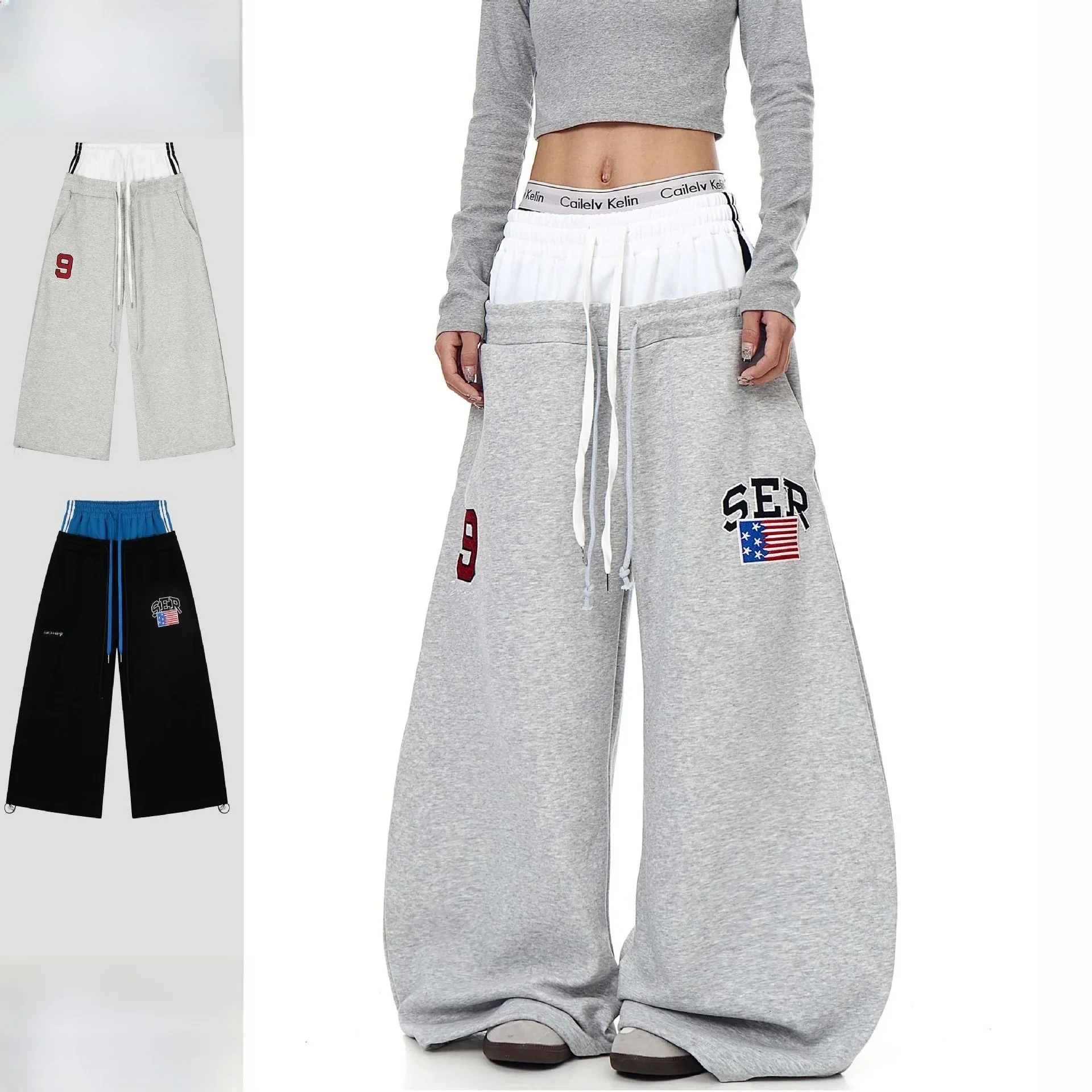 

Retro American Couple Knife Pants Casual Loose Wide Leg Sweatpants Youth Trendy Long Trousers Spring Season Fashion