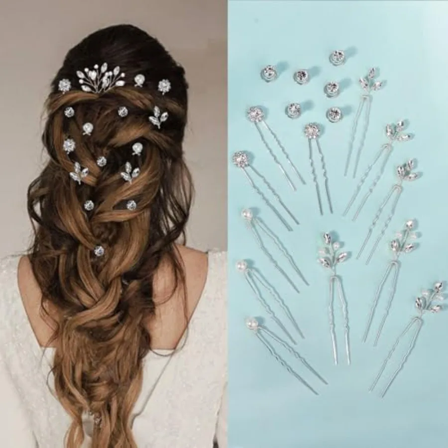 

18 Pieces Hair Pins for Women Pearl Crystal Bridal Wedding HairPieces for Brides Vintage Hair Decorations Bride Bridesmaids