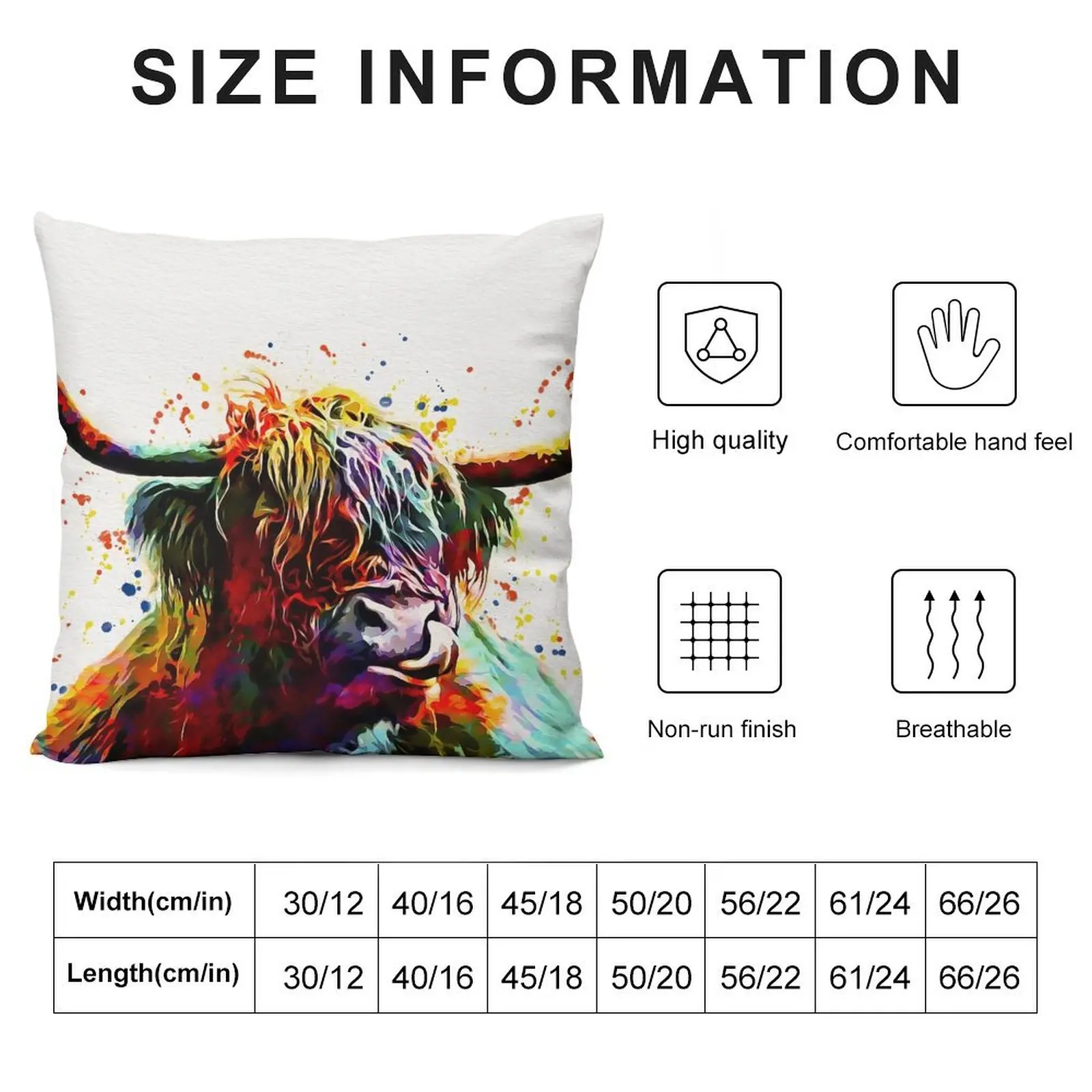 Highland Cow Watercolor Art Work Throw Pillow autumn decoration Sofa Cushions Covers luxury decor pillow